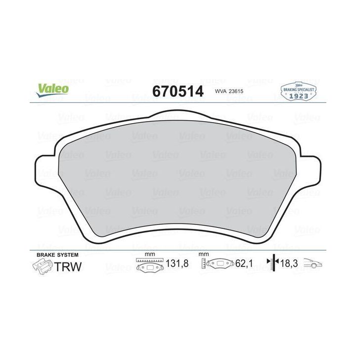 Ön Disk Balatası Land Rover Freelander 2.0 TD4 İçin (2000-) - VALEO 670514