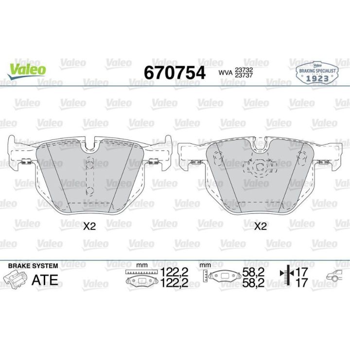 BMW E60 E61 E63 E64 İçin Arka Disk Balatası (2003-2010) - VALEO 670754