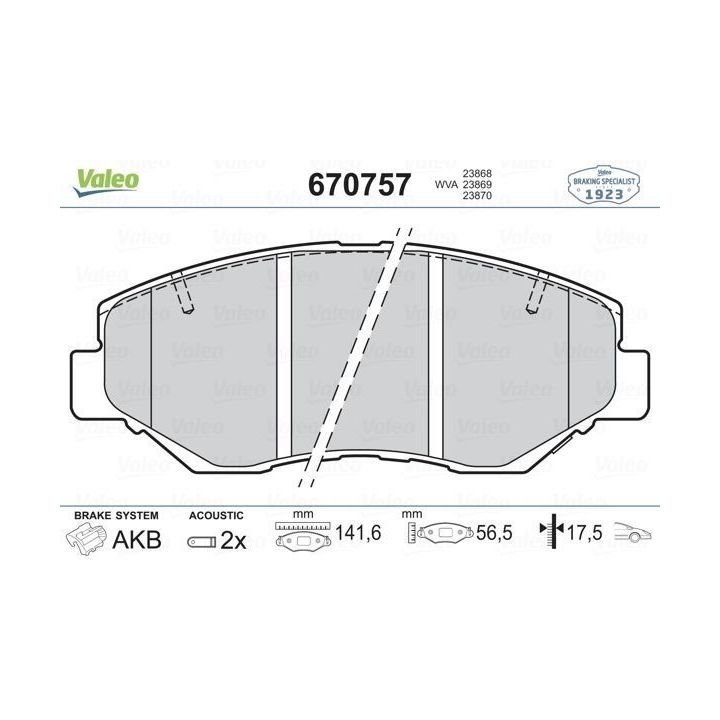 Honda CR-V II 2.0 İçin Ön Disk Balatası (2002-) - VALEO 670757