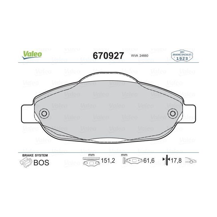 Peugeot 308 İçin Ön Disk Balatası (2007-) - VALEO 670927