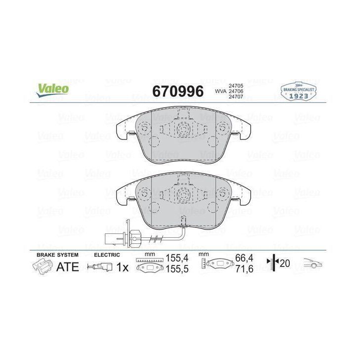 Ön Fişli Disk Balatası Audi A4 A5 1.8 2.0 Motorlar İçin (2007-) - VALEO 670996