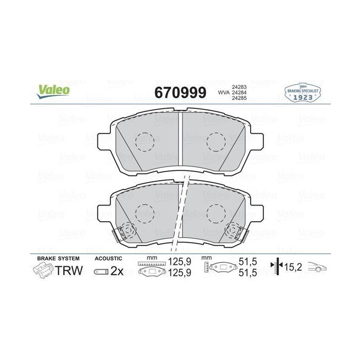Ön Disk Balatası Ford Fiesta VI Mazda 2 1.3 1.5 İçin (2008-) - VALEO 670999