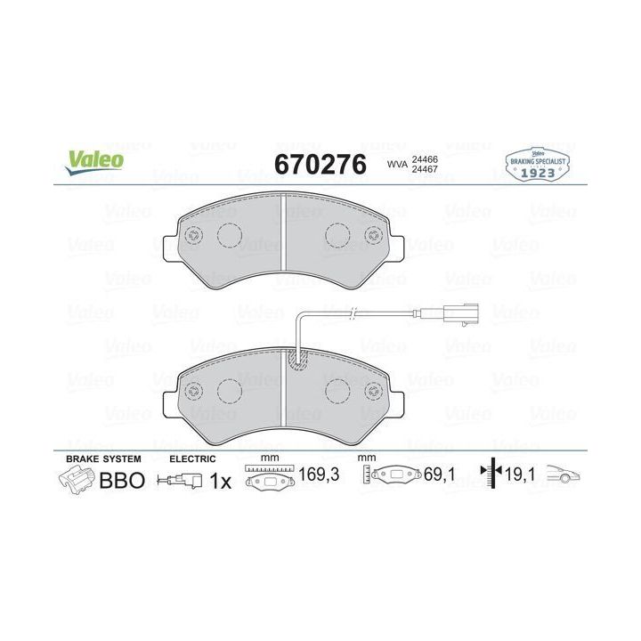Ön Disk Fren Balatası Fiat Ducato III Peugeot Boxer III Citroen Jumper III Karsan Jest - VALEO 670276