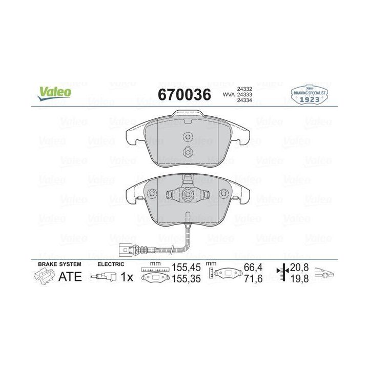 Ön Disk Fren Balatası Volkswagen Sharan ve Tiguan İçin (2007-) - VALEO 670036