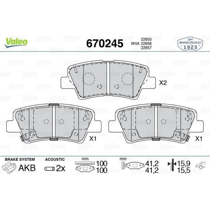 Arka Disk Fren Balatası Hyundai Tucson ve Kia Sportage İçin (2006-) - VALEO 670245