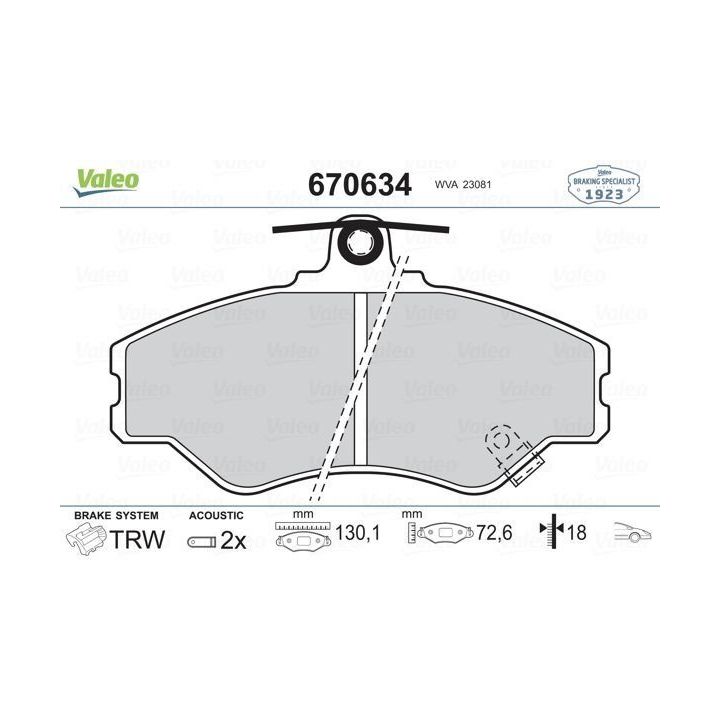 Ön Disk Fren Balatası Hyundai Grace H-1 Starex H100 Porter İçin (1993-2004) - VALEO 670634