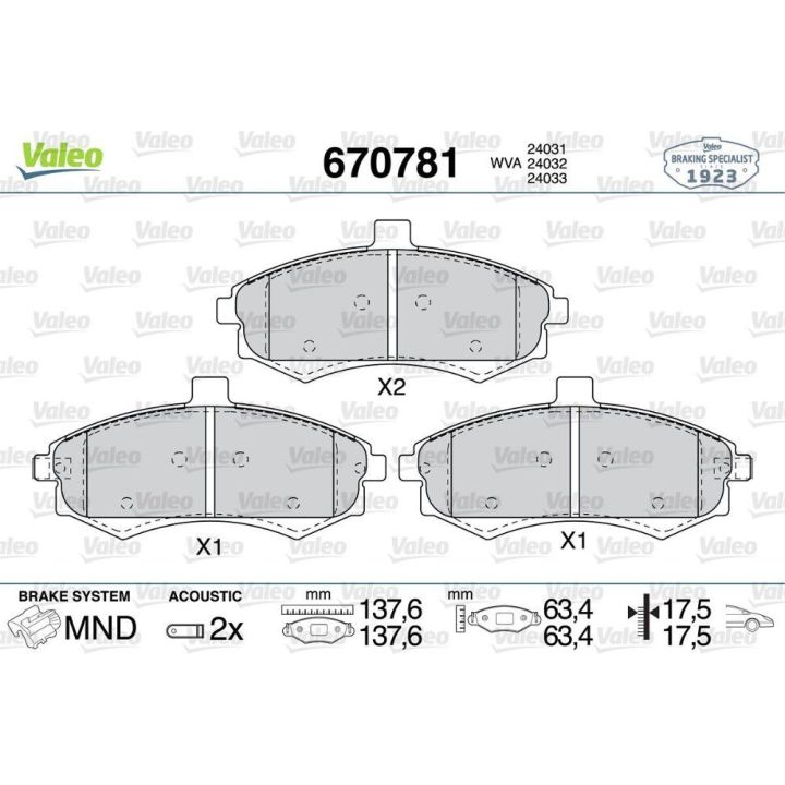 Ön Disk Fren Balatası Hyundai Elantra Lavita Lantra Matrix İçin (2000-) - VALEO 670781