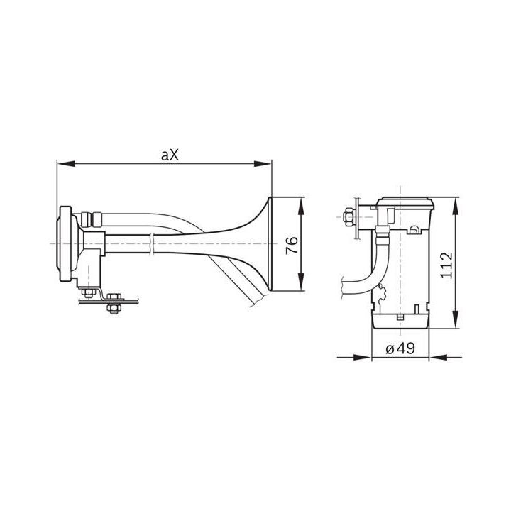 Havalı Korna İki Tonlu 12V 240W 217mm - BOSCH 0328003024