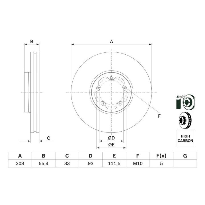 Ön Düz Fren Diski Ford Transit V363 Tek Teker İçin - BOSCH 0986479F46
