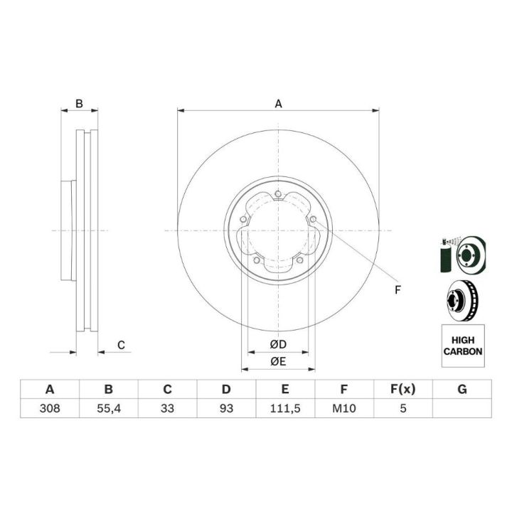Ön Düz Fren Diski Ford Transit V363 Tek Teker İçin - BOSCH 0986479F46