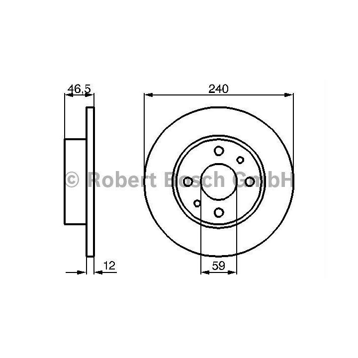 Ön Fren Diski 4 Delik 240mm Fiat Uno 70 İçin (1985-) - BOSCH 0986478353