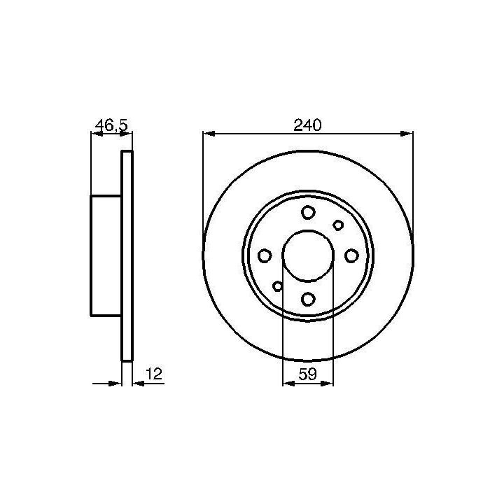 Ön Fren Diski 4 Delik 240mm Fiat Uno 70 İçin (1985-) - BOSCH 0986478353