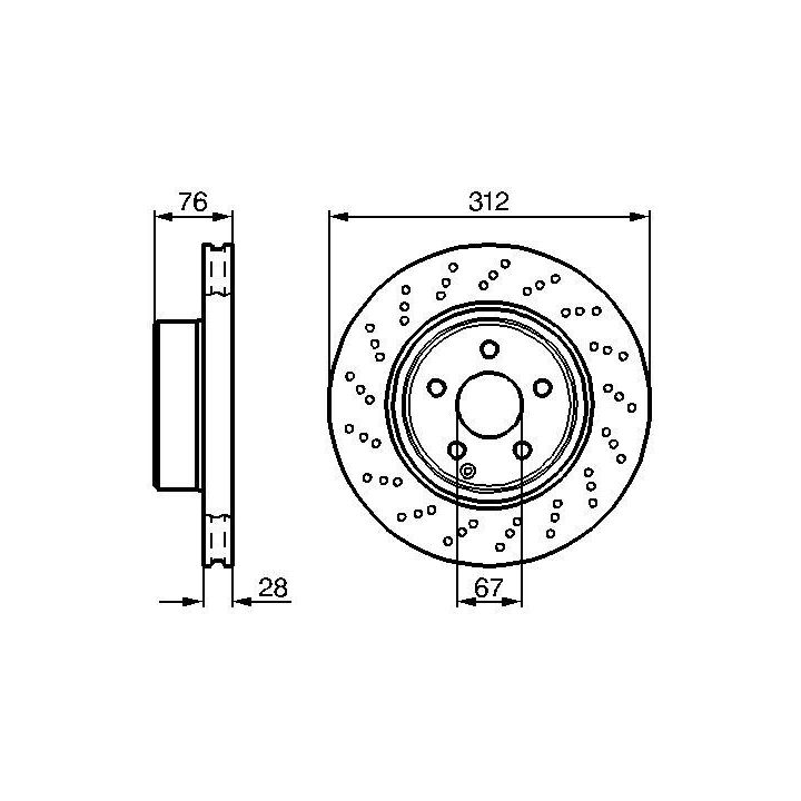 Ön Havalı Yüksek Karbon Alaşımlı Fren Diski 312mm Mercedes-Benz S CL Serisi İçin (1998-) - Bosch 0986478471