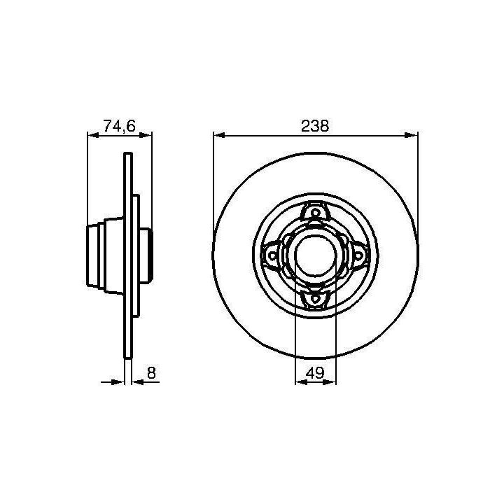 Arka Fren Diski 238mm Renault Clio Megane R19 İçin - Bosch 0986478557
