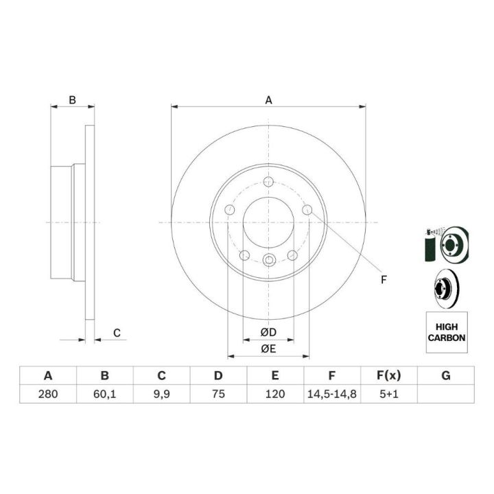 Arka Fren Diski 280mm BMW 3 Serisi E36 E46 İçin - Bosch 0986478561