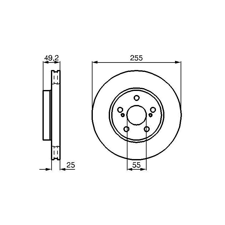 Ön Havalı Fren Diski 255mm Toyota Corona Carina İçin (1992-) - Bosch 0986478584