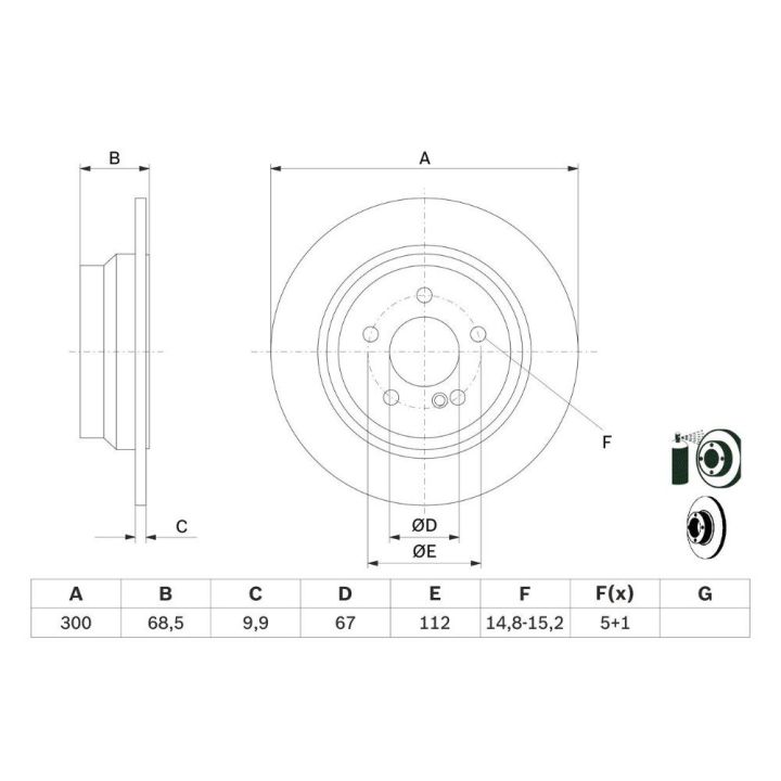 Arka Fren Diski Mercedes C218 W211 S211 W212 S212 İçin (2002-2017) - BOSCH 0986479041