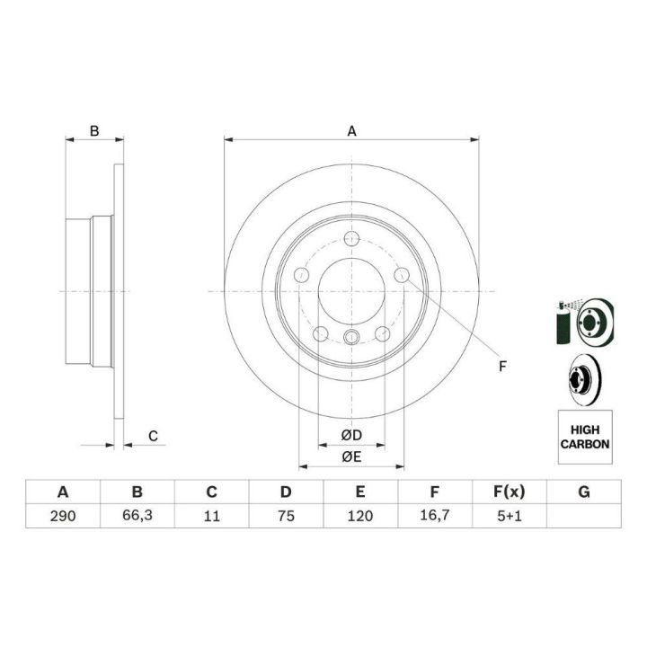 Arka Fren Diski BMW F20 F21 F22 F23 Serileri İçin - BOSCH 0986479043