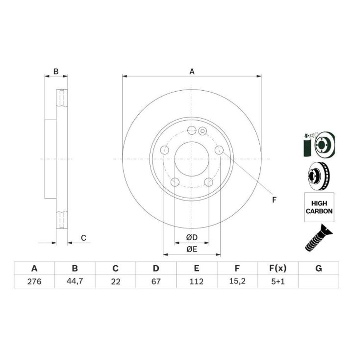 Ön Fren Diski Mercedes Benz W169 W245 İçin (2004-2012) - Bosch 0986479186