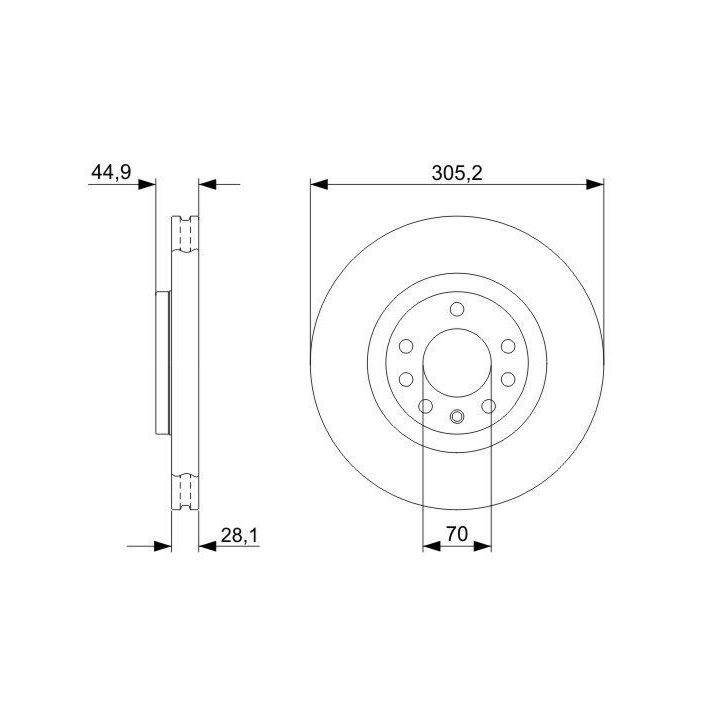 Ön Fren Diski 305mm Hava Kanallı Croma 1.9 2.4 JTD İçin (2005-2010) - BOSCH 0986479325