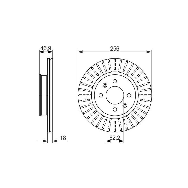 Ön Hava Kanallı Fren Diski 256MM Hyundai I20 İçin (2008-2012) - BOSCH 0986479577
