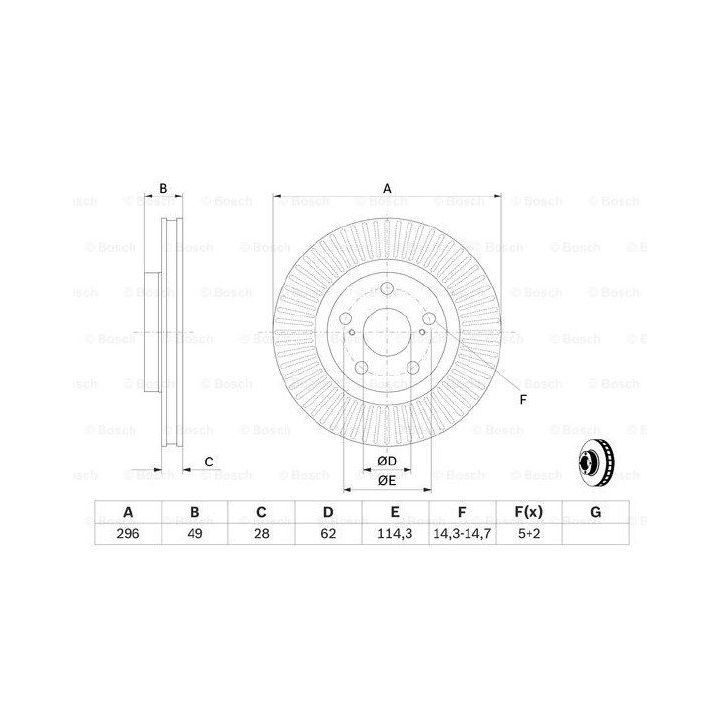 Fren Diski Toyota RAV4 2.0 2.2 D-4D D-CAT 4X4 (2005-) - BOSCH 0986479768