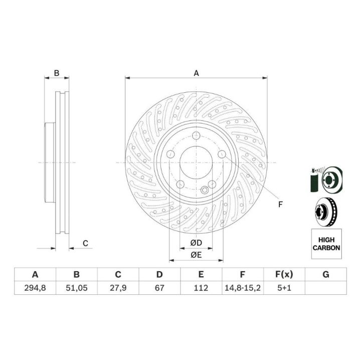 Ön Fren Diski 295MM Mercedes A-Class W176 B-Class W246 CLA-Class W117 (2011-) - BOSCH 0986479A02