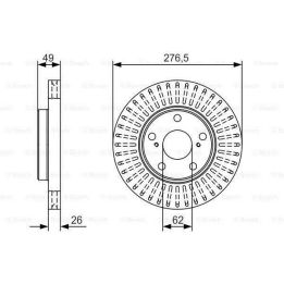 Ön Havalı Fren Diski 276.5MM 5 Bijon Toyota Corolla Auris 1.4 1.6 1.8 VVT-I HSD (2012-) - BOSCH 0986479A62