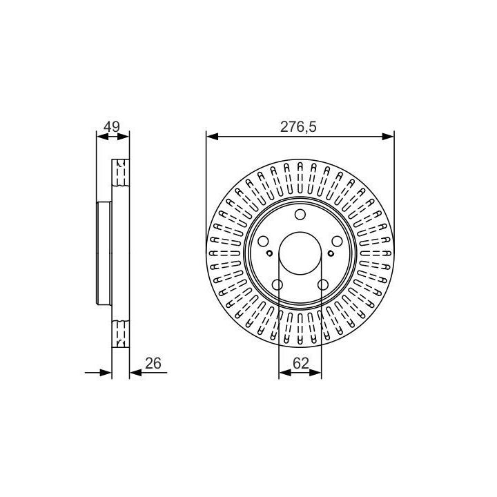 Ön Havalı Fren Diski 276.5MM 5 Bijon Toyota Corolla Auris 1.4 1.6 1.8 VVT-I HSD (2012-) - BOSCH 0986479A62