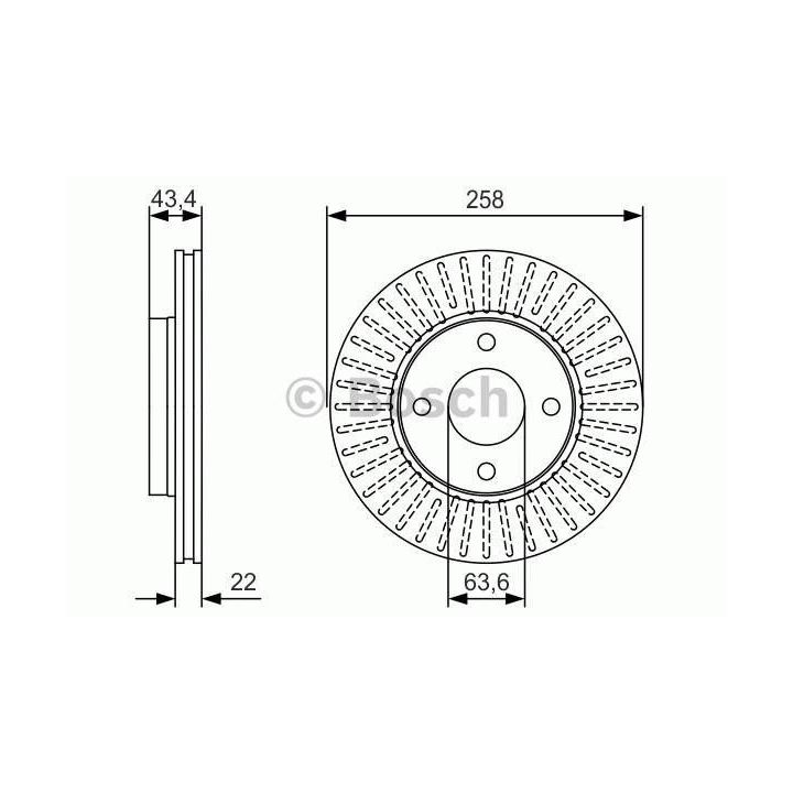 Ön Havalı Fren Diski 258 Mm Ford Focus Fiesta İçin (1995-) - BOSCH 0986479R64