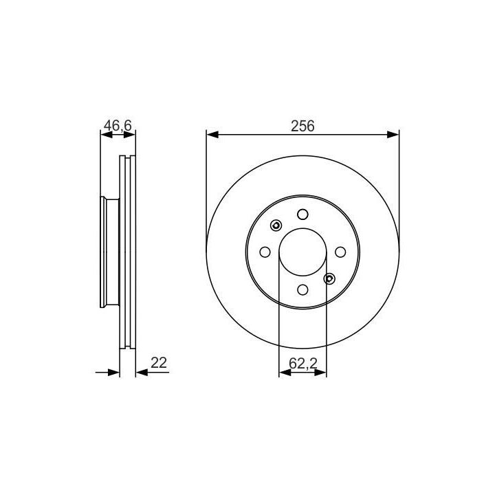 Ön Havalı Fren Diski 256 Mm Hyundai Accent Era Kia Rio II İçin (2005-) - BOSCH 0986479R77