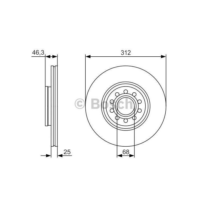 Ön Havalı Fren Diski Passat Superb A4 A6 İçin (1996-2009) - Bosch 0986479S23