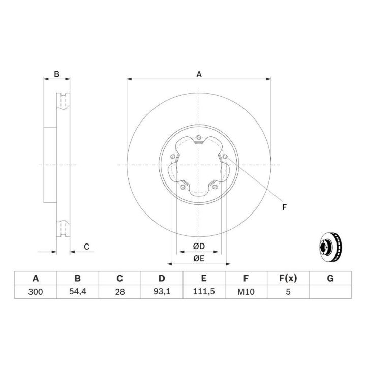 Ön Havalı Fren Disk Aynası Ford Transit V348 3.2 200PS Önden Çeker İçin (2006-) - BOSCH 0986479307