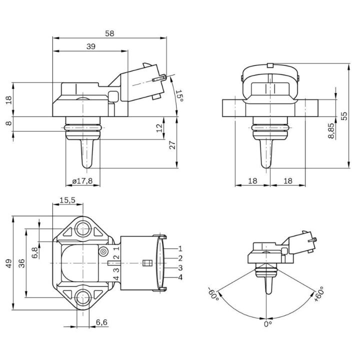 Turbo Basınç Sıcaklık Sensörü DAF Ford Iveco Renault New Holland Ağır Vasıta İçin - BOSCH 0281002316