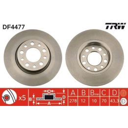 TRW DF4477 Fren Disk Arka Alfa Romeo 159 (939), Brera 939, Giulietta 940, Spider 939, Fiat 500X Jeep Renegade off-road 98-03