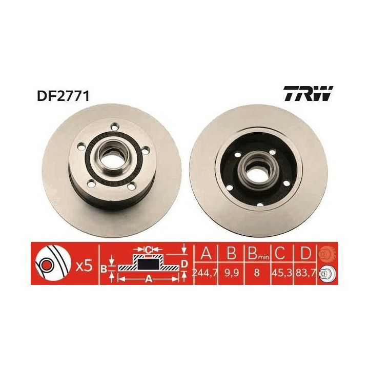 TRW Fren Disk Arka I Audi: A4 (8d2, B5), A4 Avant (8d5, B5) 2000-2010