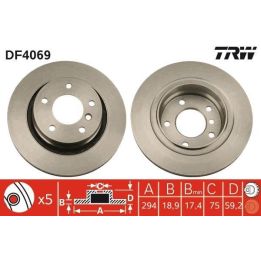 TRW DF4069 Fren Disk Arka Bmw 3 (e46), 3 Compact (e46), 3 Convertible (e46), 3 Coupe (e46), 3 Touring (e46) 2001-2002