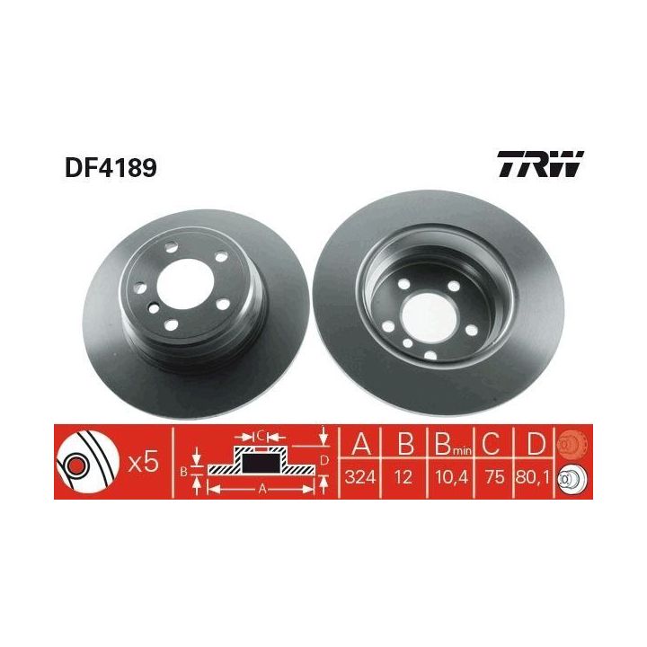 Fren Disk Arka I Bmw X5 (E53) 1995-2013 - TRW DF4189