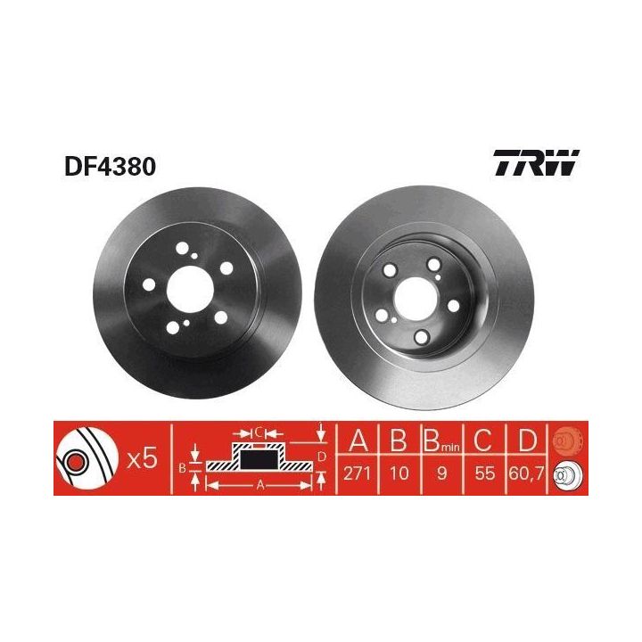 TRW Fren Disk Arka I Toyota: Avensis (t22), Avensis Estate (t22), Avensis Liftback (t22) 2006-2017
