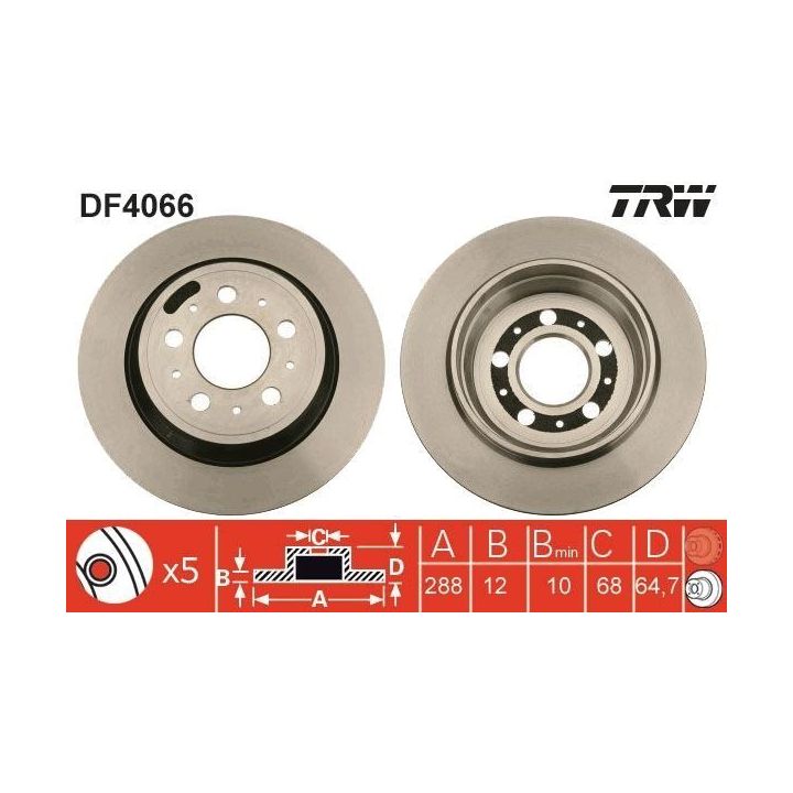 Volvo S60 (384), S70 (874), S80 I (184) V70 I (875, 876), V70 II, XC70 Cross Country (295) 1982-2013 Arka Fren Diski TRW