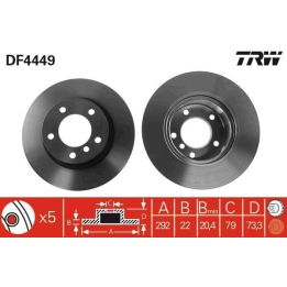 Fren Disk Ön BMW 1 (E81), 1 (E87), 1 Convertible (E88), 1 Coupe (E82), 3 (E90) - 3 Serisi (E90) 2011-2011 TRW DF4449