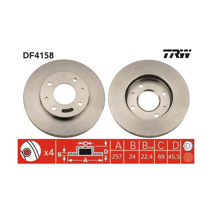 TRW Fren Disk Ön I Hyundai: Coupe (rd), Lantra II (j-2), Lantra II Estate (j-2), Sonata IV (ef) 2000-2012