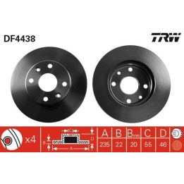 TRW Fren Disk Ön I Kia: Rio Estate (dc), Rio Saloon (dc) 2005-2014