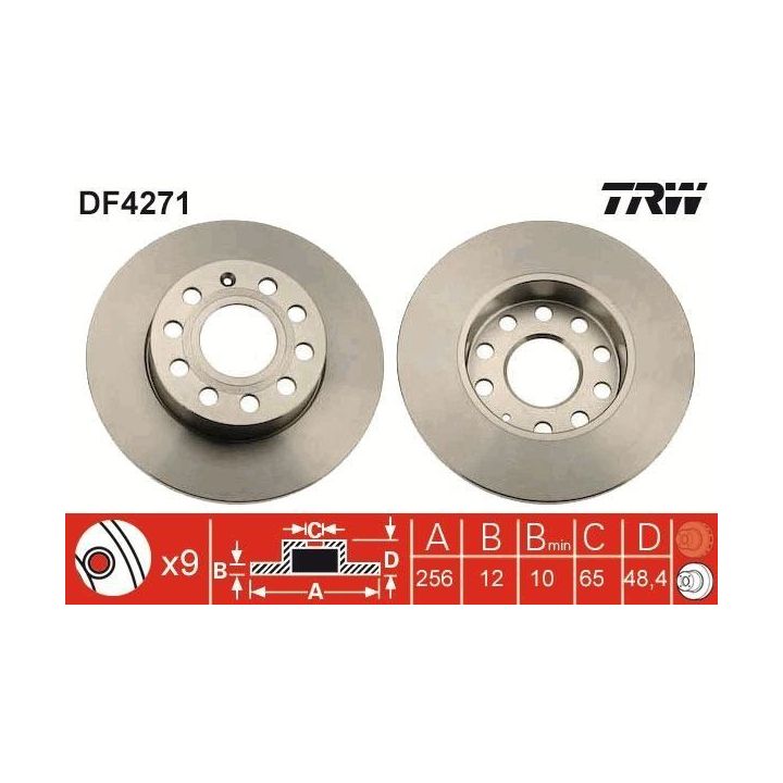TRW Takım - Fren Disk Arka I VW Caddy III 1.4 1.6 1.9 Tdi (2004- + ) Touran 1.6 1.6 Fsi 1.9 Tdi 2.0 Tdi 2.0 Fsi (2003- +)