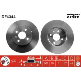TRW Takım - Fren Diski Arka 264mm Astra H 05-+ Combo 01-+ Meriva 03-10