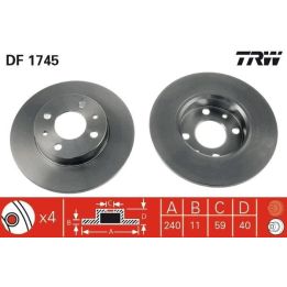 TRW Takım - Fren Diski Ön 240.5 Mm Tempra Tipo (Yüksek Karbonlu)