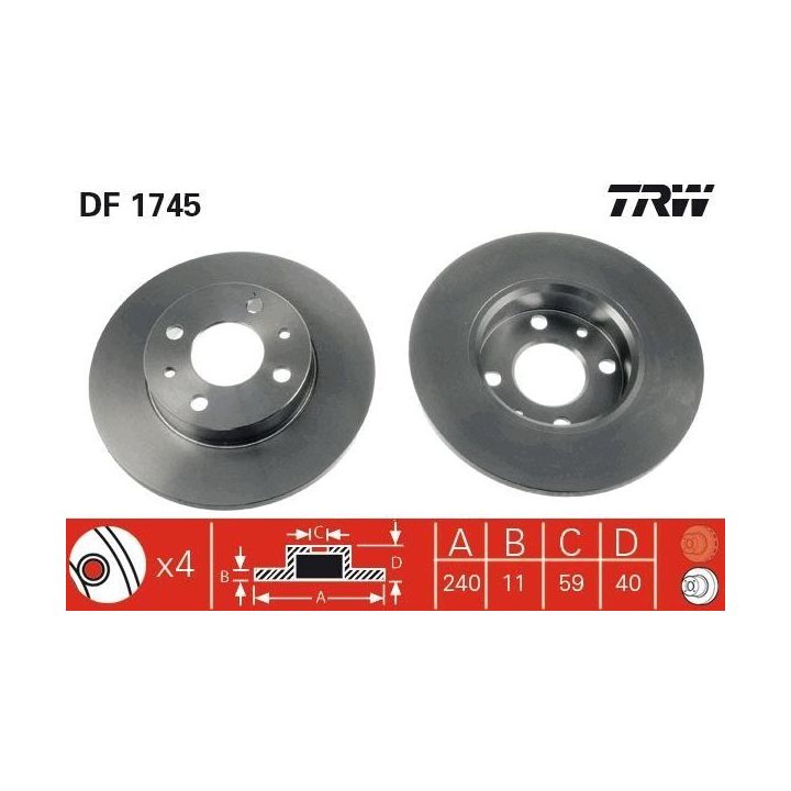 TRW Takım - Fren Diski Ön 240.5 Mm Tempra Tipo (Yüksek Karbonlu)