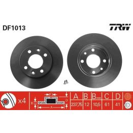 TRW Takım - Fren Diski Ön 4d-238mm R9 R11 R19 Expres (1982 -+)