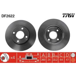 TRW Takım - Fren Diski Ön Havalı 260 Mm Ford Mondeo I (93-96) Mondeo II (96-00) 1.6 16V-1.8-2.0I 16V