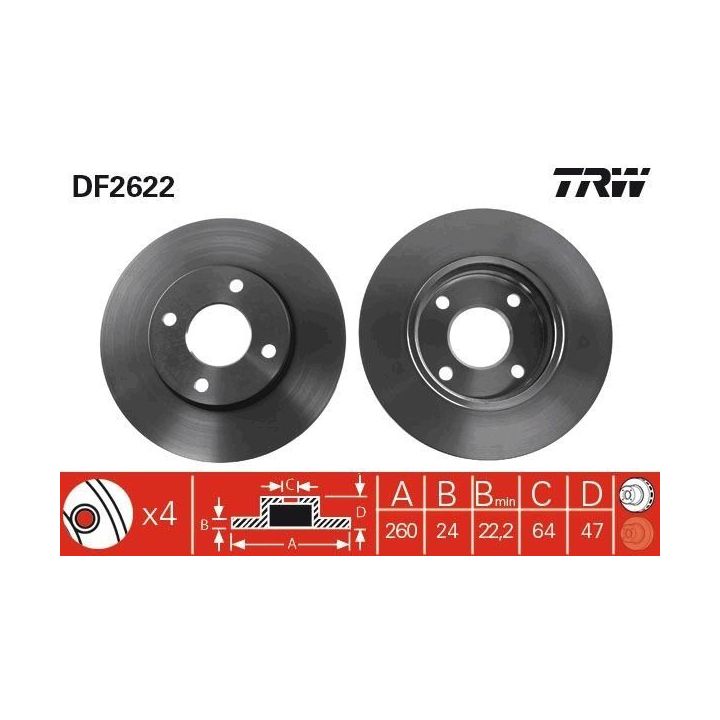 TRW Takım - Fren Diski Ön Havalı 260 Mm Ford Mondeo I (93-96) Mondeo II (96-00) 1.6 16V-1.8-2.0I 16V